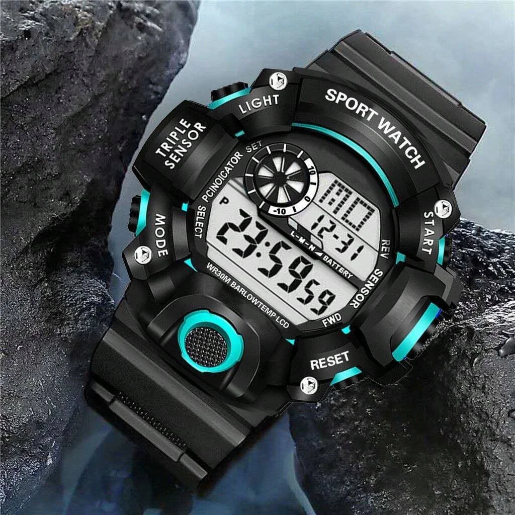 Style Boys Sports Watches Dual Display Digital Led Electronic Quartz Wristwatches For Kids