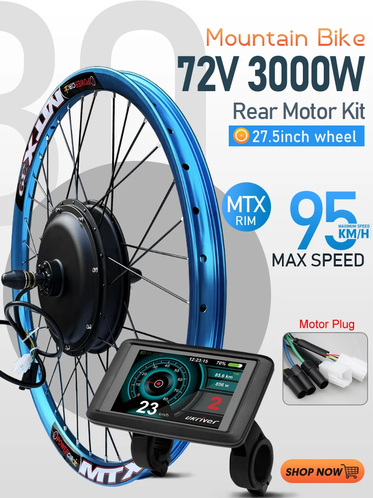 AliExpress LITTLE TT Electric Bike Conversion Kit 72V 3000W Brushless Rear Hub Motor Wheel 27.5inch MTX Rim Dropout 135mm For E-bike Hub Motor Kit
