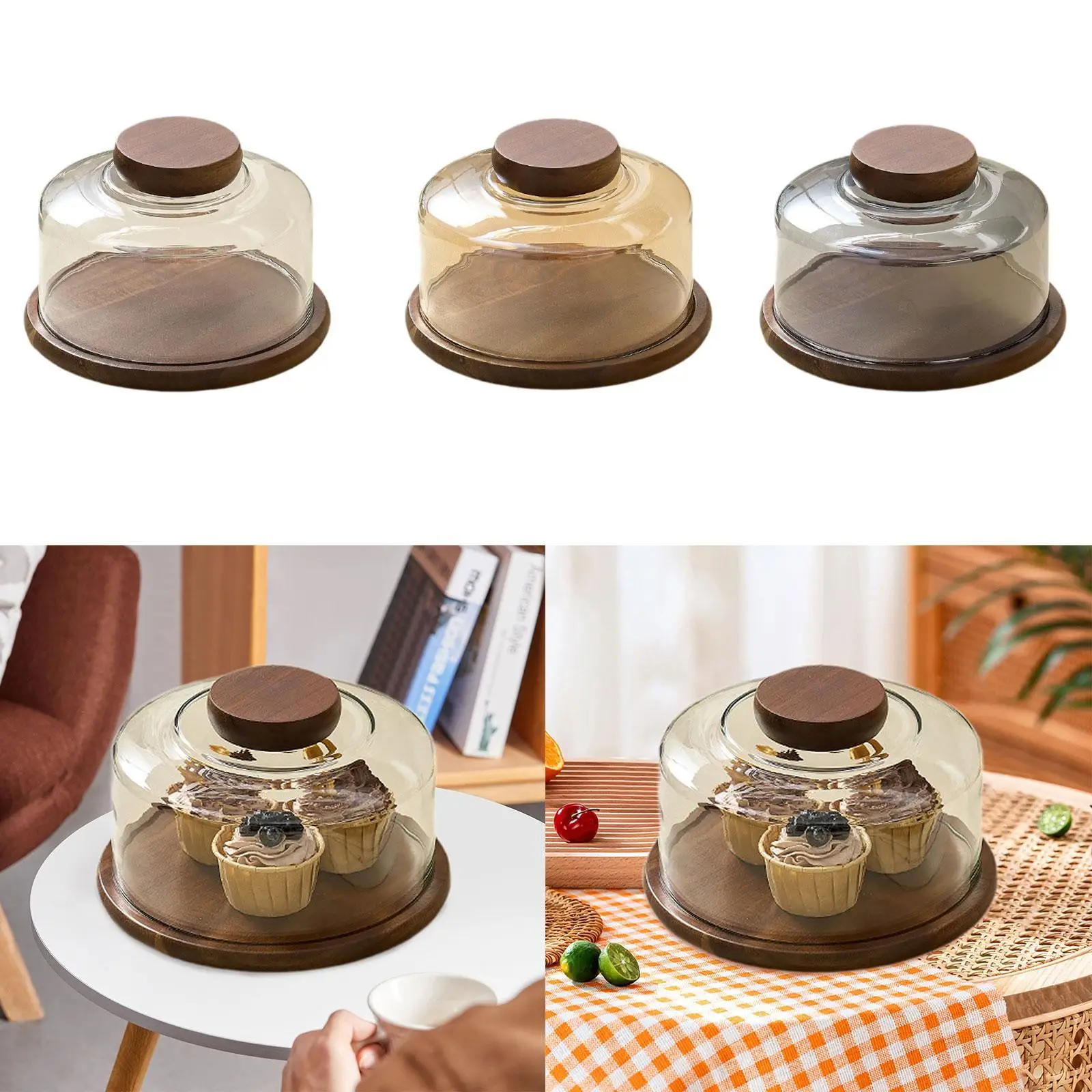 

Cake Stand with Dome Lid, Decorative Wooden Cake Stand for Kitchen, Party, Celebration Table, Wedding