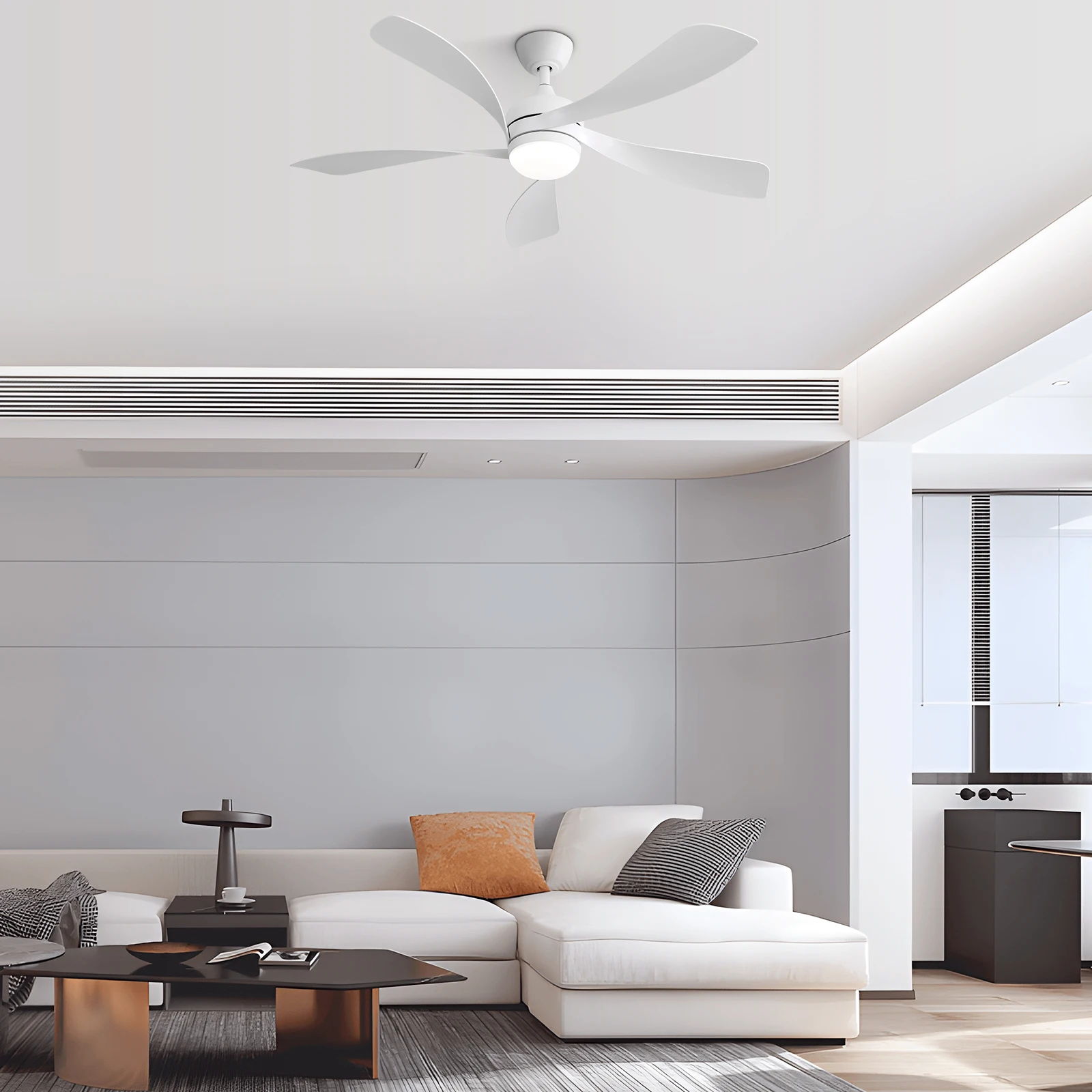 Sofucor 52-Inch 5 Blade Modern Ceiling Fan With LED DC 6-speed High Wind Speed With Remote Control