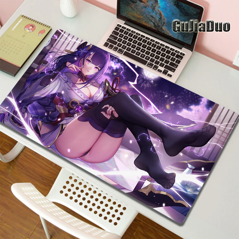 

Genshin Impact Raiden Shogun Anime Mouse Pad Laptop Gamer XXL Anti Slip Pc Cushion Gaming Hoom Accessories Kawaii Comic Mousepad