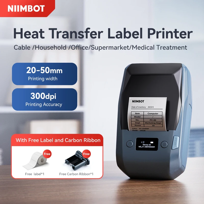 Niimbot M2 B1 Mini Thermal Transfer Label Printer Portable 2 Inch Cable Intelligent Heat Transfer Wireless Bluetooth Printer