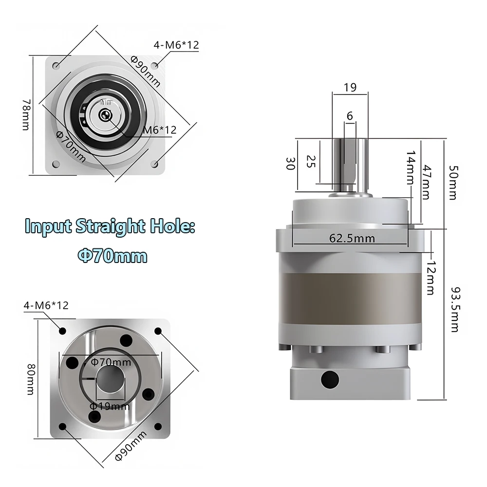 علبة التروس الكوكبية الحلزونية عالية الدقة 7 نسبة سرعة Arcmin لـ 5:1-9:1 عمود الإدخال 14 مللي متر/19 مللي متر 60/80 مللي متر محرك سيرفو #5
