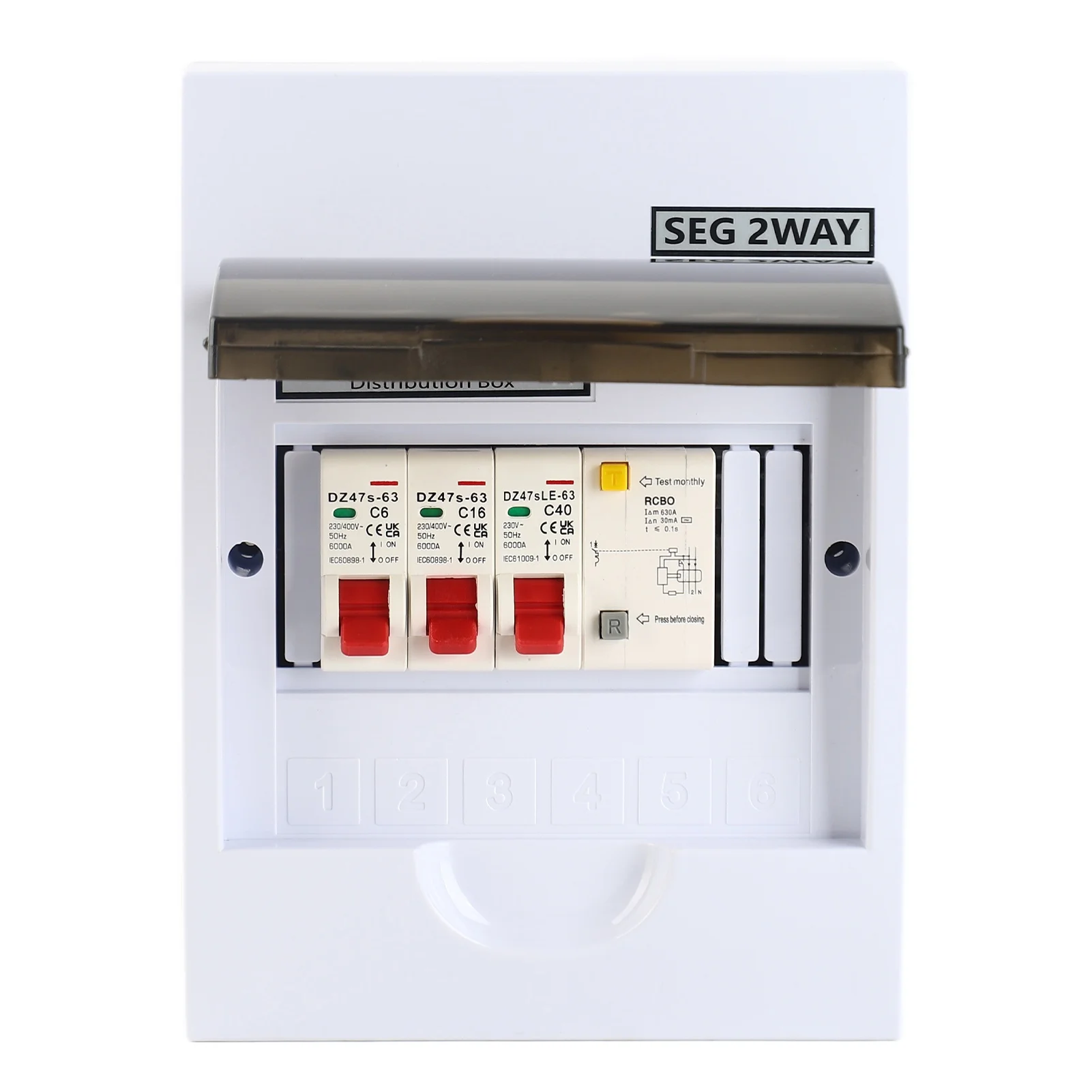 Fuse Box 2 Way 40A 30mA RCD + 2 MCB Power Supply Garage Residential Building Electricity Box