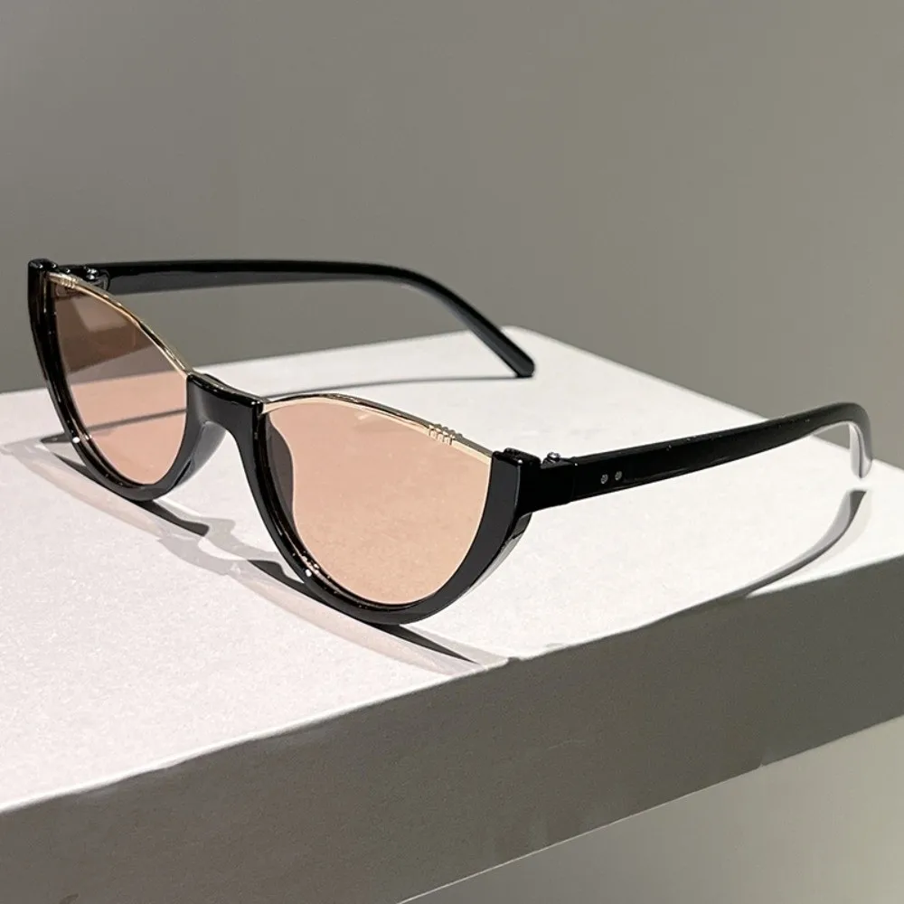 Vintage Half-frame Cat Eye Sunglasses Scratch Resistant UV Protection Sun Glasses Outdoor Street Photography Cycling Shades