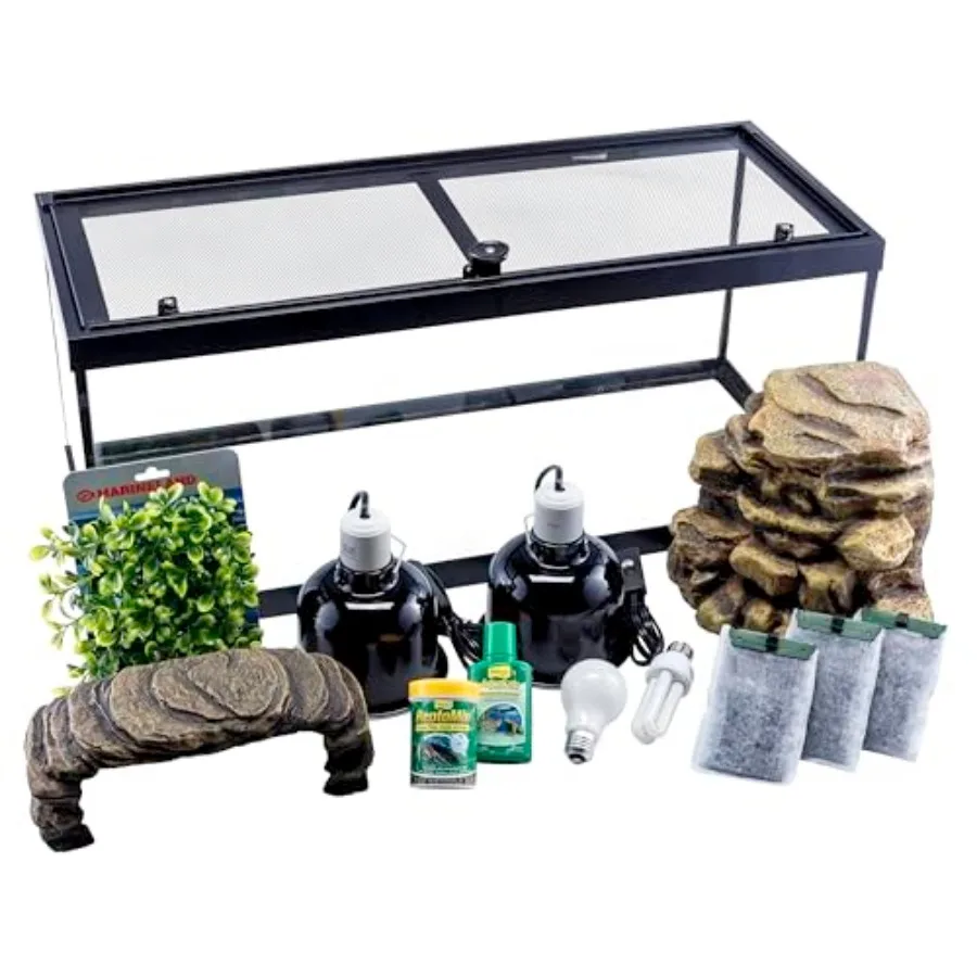 

Aquatic Turtle Deluxe Kit 20 Gallons, aquarium With Filter And Heating Lamps, 30 IN NV33230