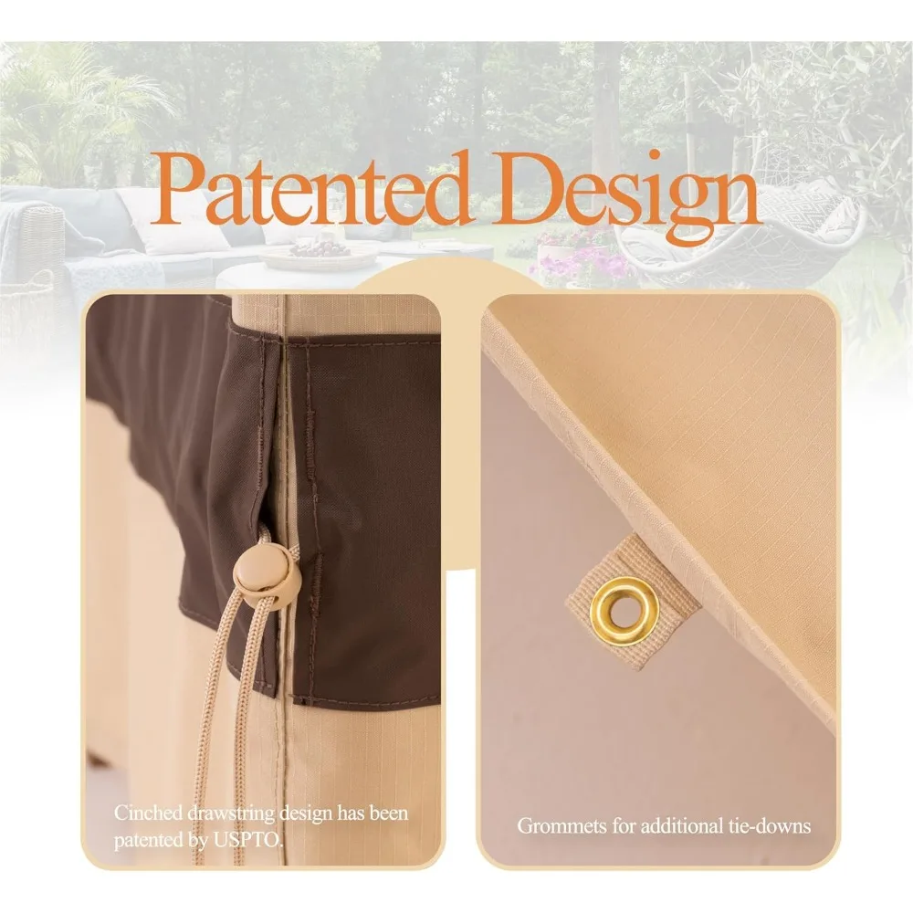 WJ-X3 غطاء أريكة خارجي بثلاثة مقاعد، غطاء أريكة فناء عالي التحمل، غطاء أريكة خارجي مقاوم للماء، تصميم مقاوم للرياح العالية لـ P