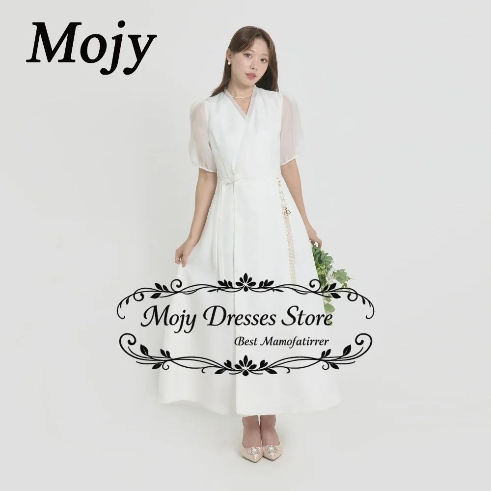 Mojy 2026 Customized Hanbok A-Line Elegant Korea Wedding Dresses Short Sleeves Modern Bridal Dress 웨딩드레스 Photo Shoot