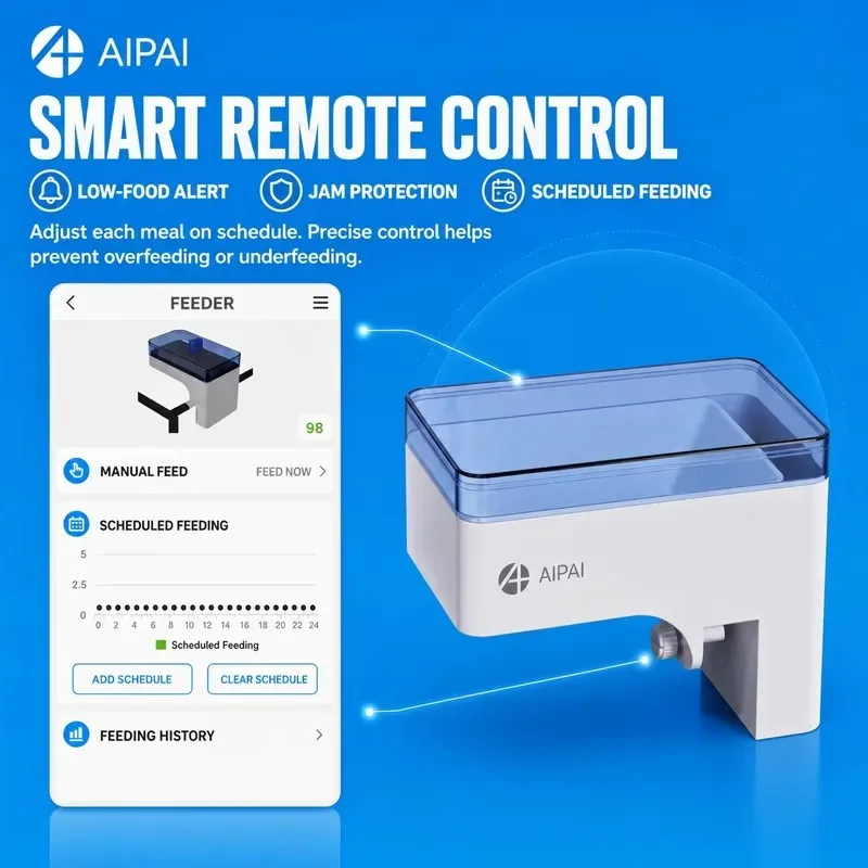 Hot Sale A+ Automatic Fish Feeder with Adjustable Clamp Programmable Timer Smart APP Control Moisture Proof Jam Protection