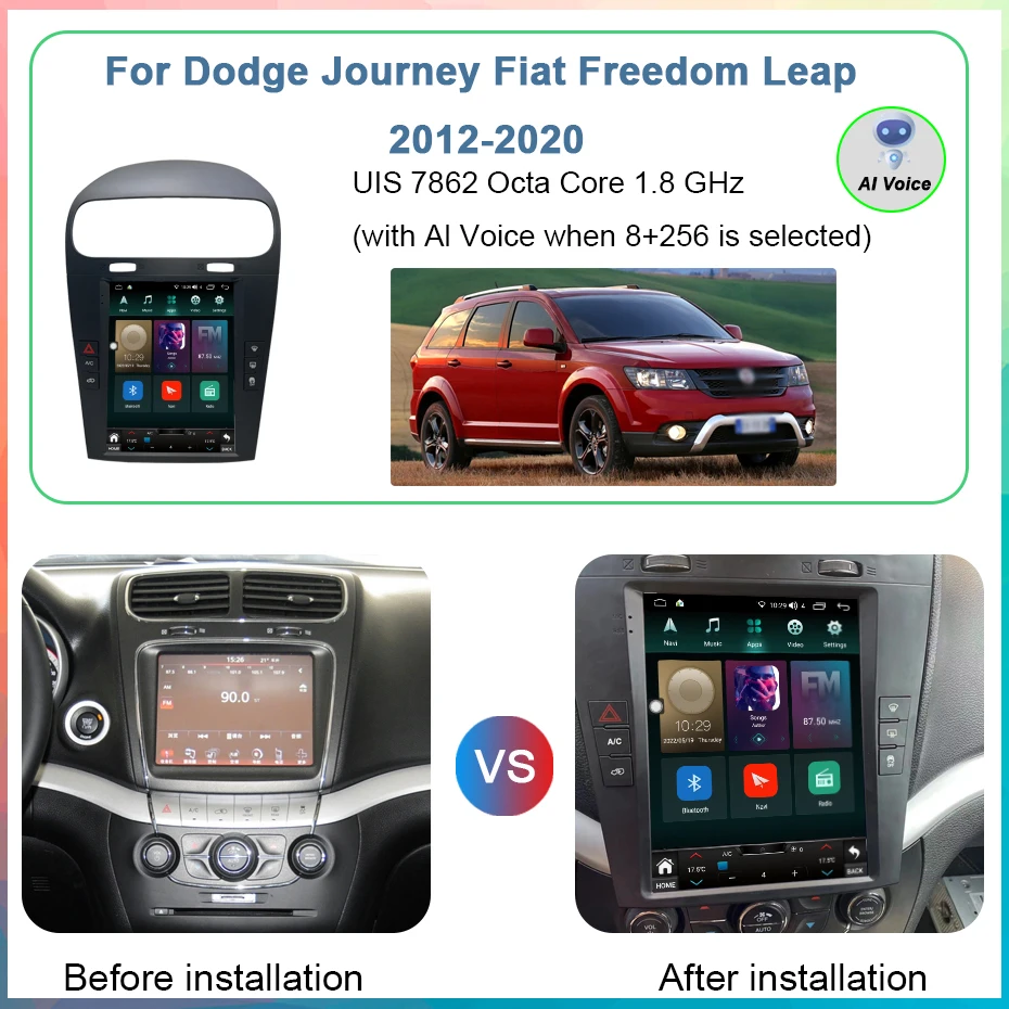 9.7 INCH 8+256GB Android 10 For Dodge Journey Fiat Freedom Leap 2012-2020 Car Radio Multimedia Player Navigation GPS WiFi