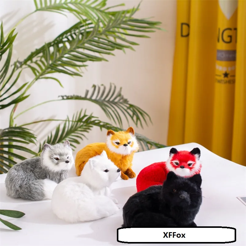 Realistic Life-Size Curling Fox Model Fur Decoration Gift Approx. 15x11cm Animal Statuette