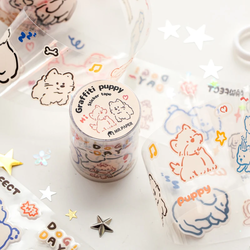 2 m/rollo de cinta Washi para mascotas bonitas y adorables, cintas adhesivas para paisajismo, diario, Collage, tarjetas estéticas DIY, papelería estética
