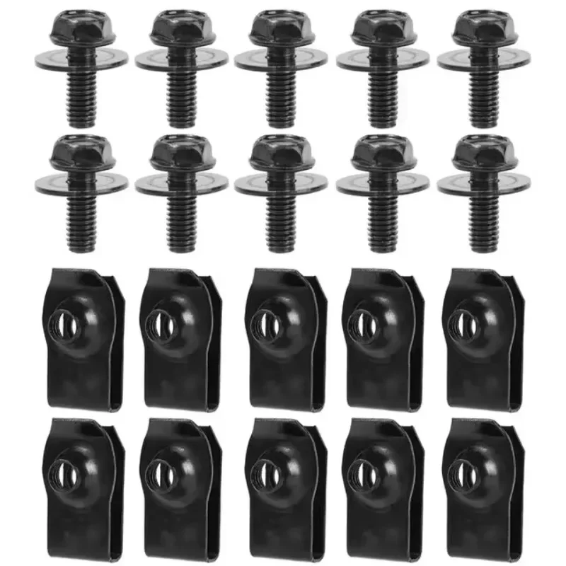 10/20PCS Automotive U-Nut Clip Fasteners Metal Bolt Screws M6 Underhood Splash Guard Mudguard Fixing Screws Auto Fastener