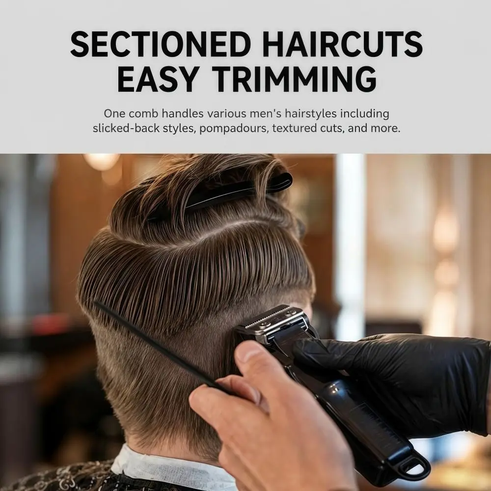 Anti-Static Hair Sectioning Comb Wide-Tooth Portable Hair Clip Comb Lightweight Smooth Barber Parting Comb Salon Hair