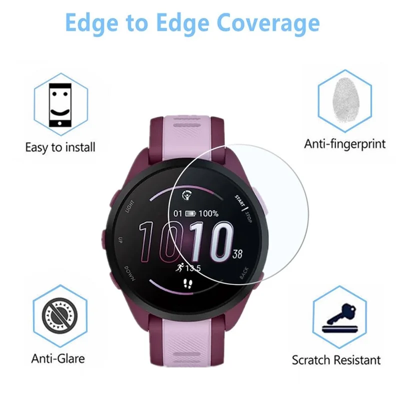 100 шт. Защита экрана для смарт-часов Garmin Forerunner 165 закаленное стекло HD прозрачная защитная пленка