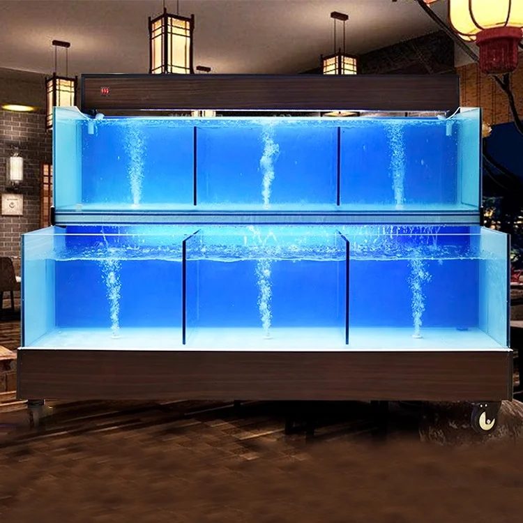 Customizable Supermarket Restaurant Smart Operation System Glass Fish/lobster/shrimp tank Live Seafood Aquarium