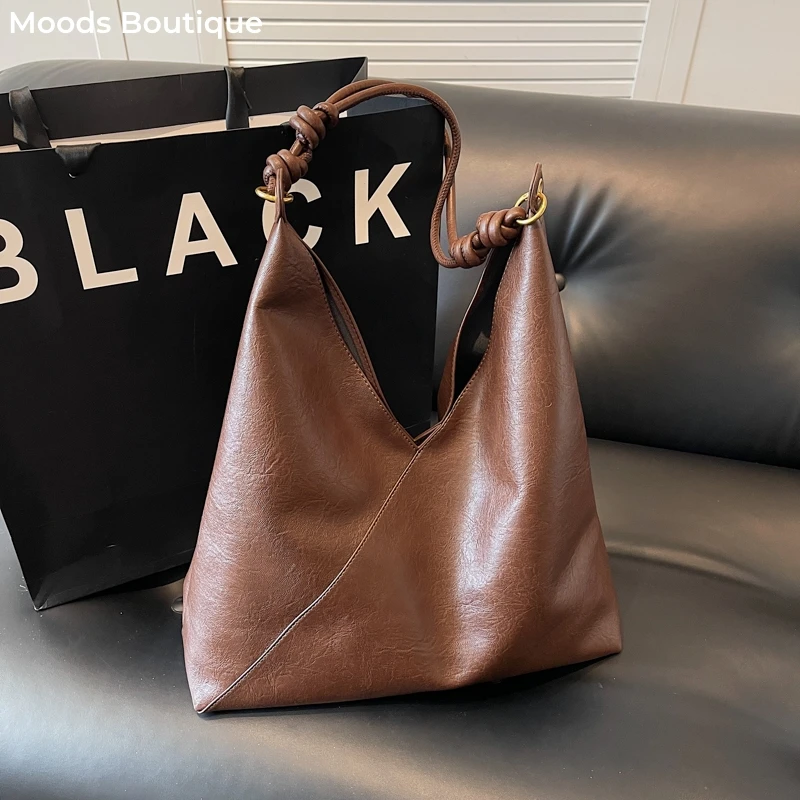 

Geometric Shoulder Bags For Women Soft PU Leather Pure Color Big Capacity Shopper Totes 2024 Winter New Designer Handbags Luxury