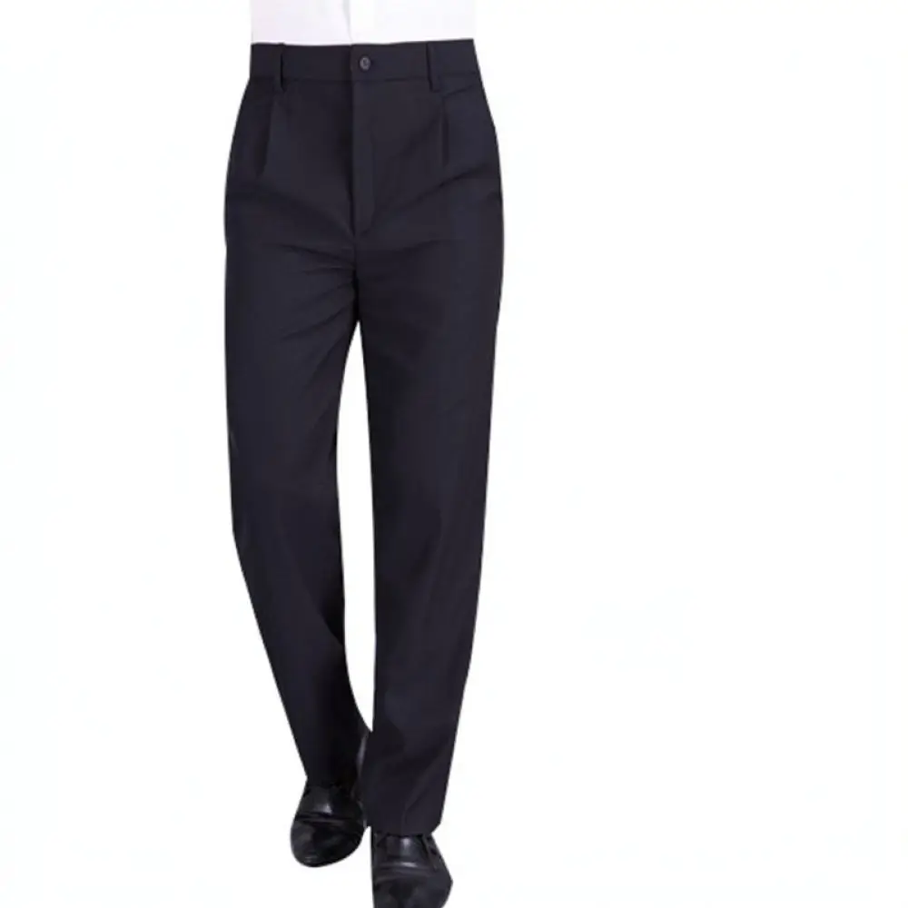 Mens Kitchen Chef Trousers Elastic Waist Striped Uniform Workwear Professional Apparel For Restaurant Catering Staff