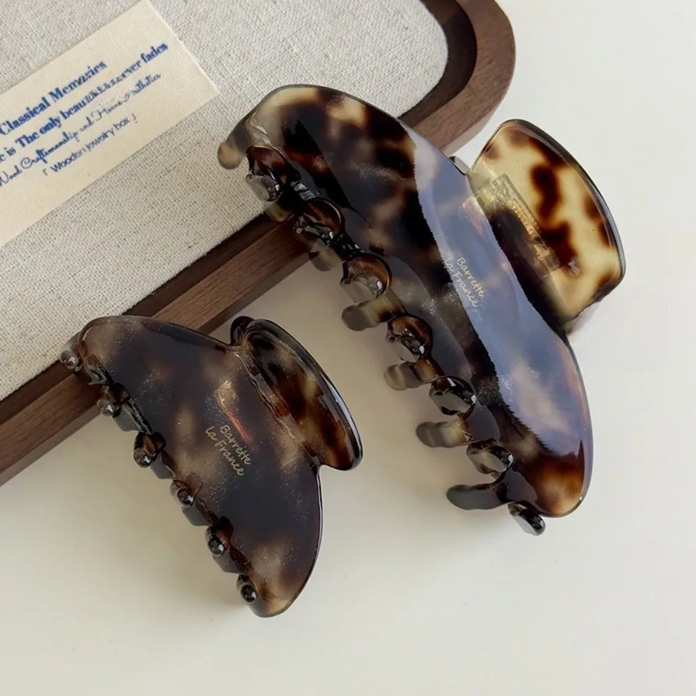 

New Caramel Color Hair Claw Clip Leopard Print Large Barrette Decorative French Retro Hair Clip Headdress