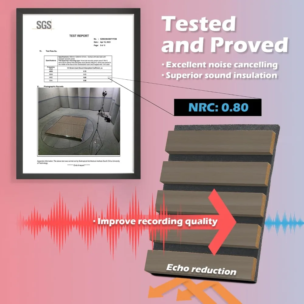 عبوة من ألواح خشبية صوتية مقاس 108 × 12 للجدار، لوحة خشبية عازلة للصوت للجدار والسقف، ممتصة للصوت ثلاثية الأبعاد