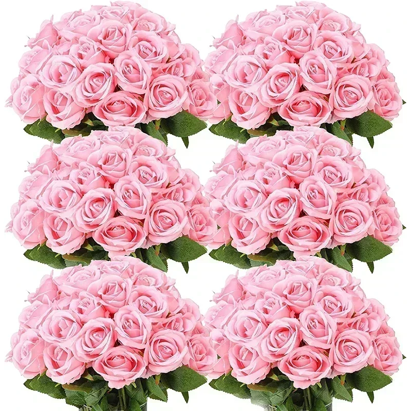 100 stuks kunstmatige rozen bloemen nep zijden rozen boeket voor tafel middelpunt vazen bruiloft feest decor