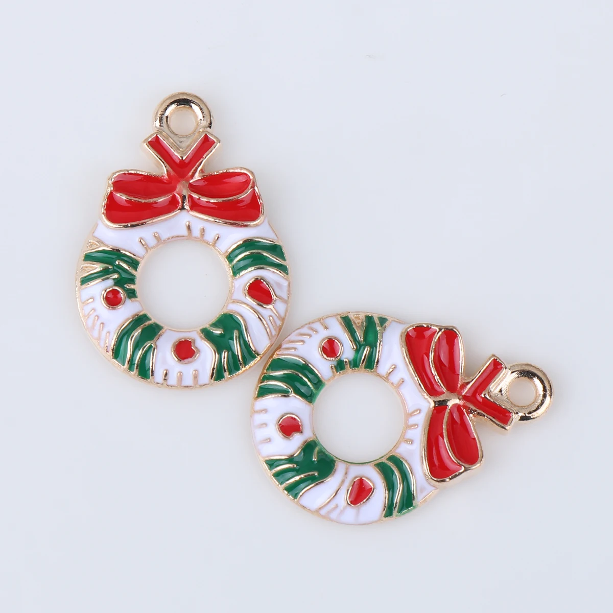

10Pcs Xmas Enamel DIY Earrings Jewelry Accessories Christmas Charm Pendants Bracelet Necklace Making Charms Bell Glove Design