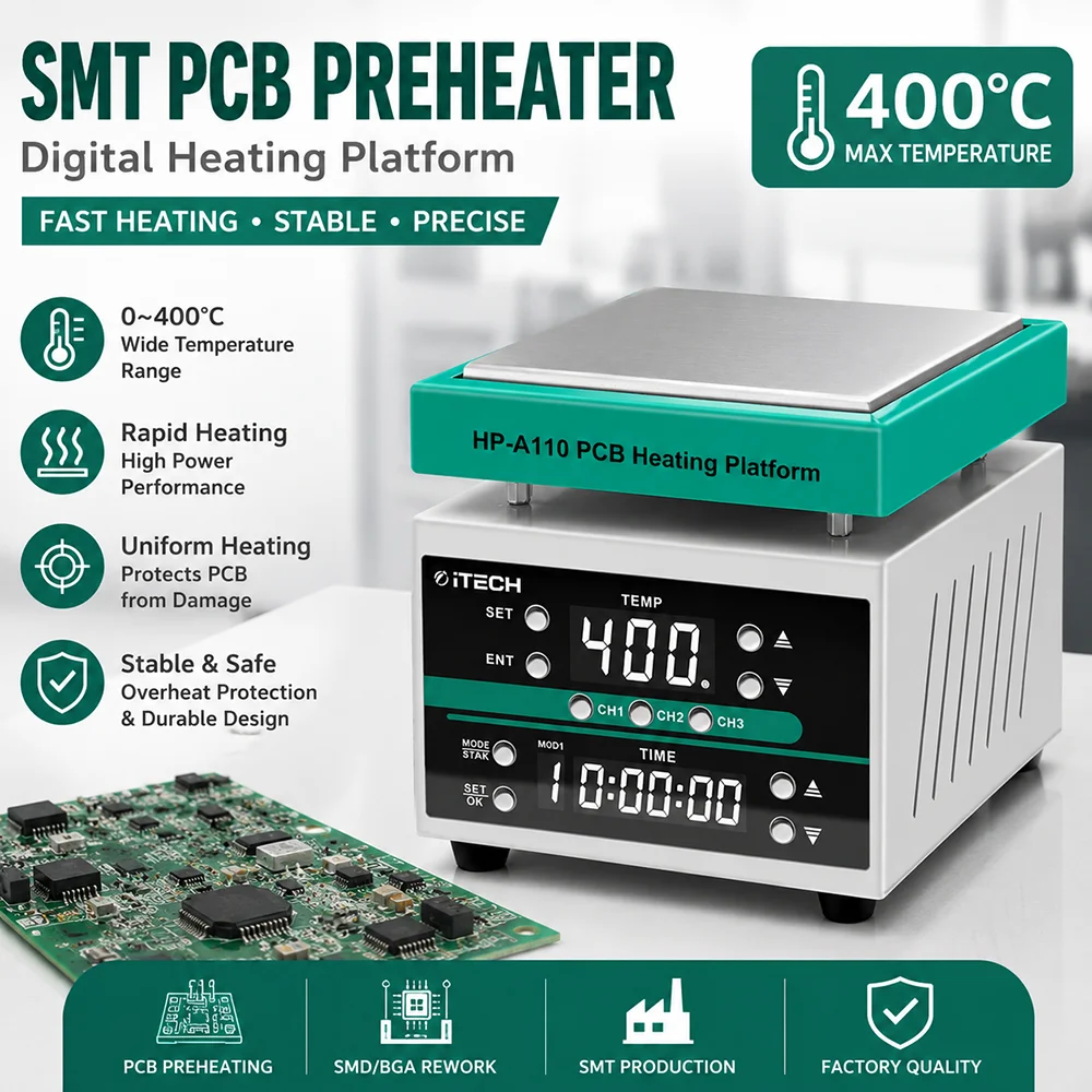 Digital Soldering Preheating Rework Station Digital PCB Preheating Station SMT SMD Hot Plate for BGA Rework and PCB Assembly