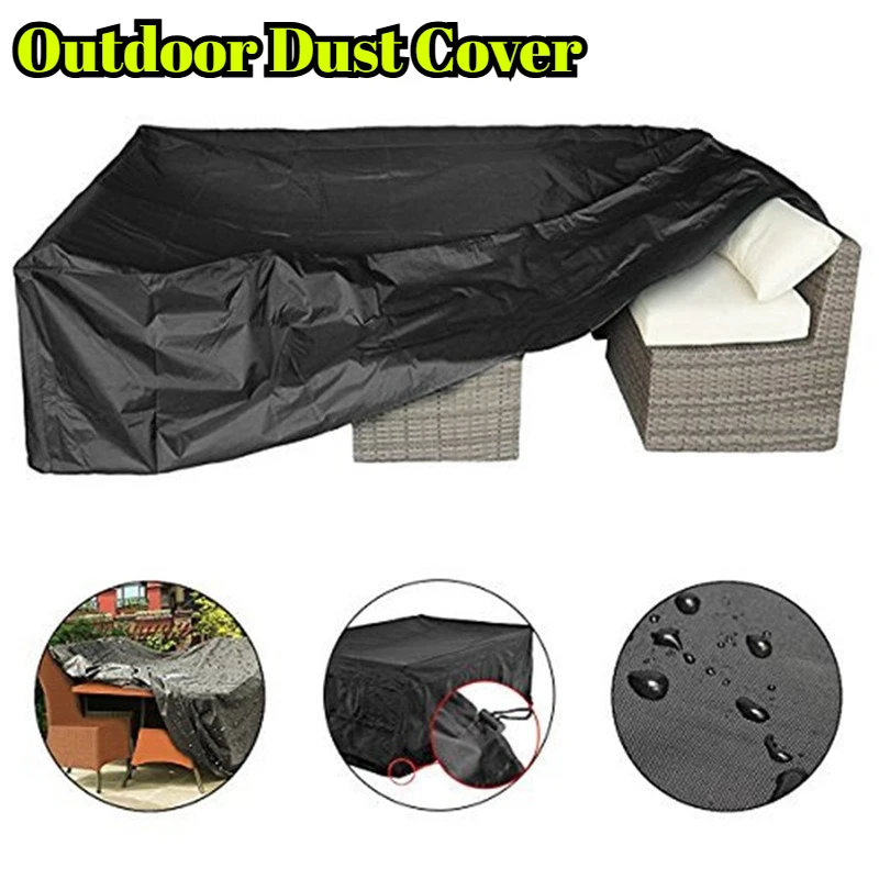 Outdoor Garden Furniture Set Waterproof Windproof Drawstring Terrace Table and Chair Protective Cover 210D Oxford Cloth
