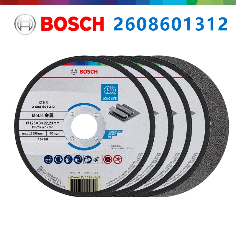 Bosch 2608601312 Resin Cut‑off Wheel Diameter 125mm Thickness 3.0mm Bore 22.23mm Long Life Cutting Disc for Angle Grinder