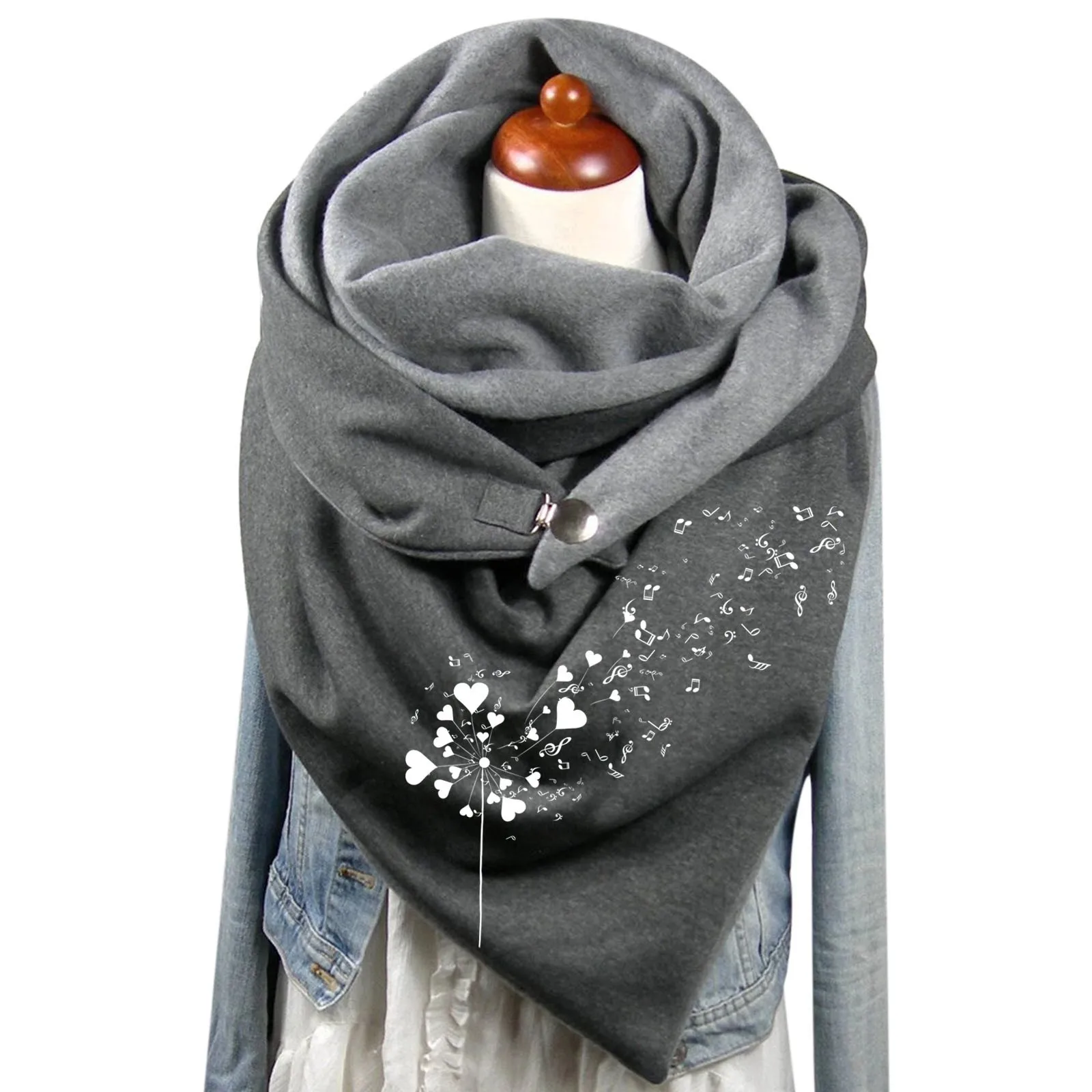 Square Scarves With Button Clasp Women Boho Print Scarf Shawls Wraps Neck Warmer Blanket Wraps Scarves Echarpe Foulard Neck Wrap