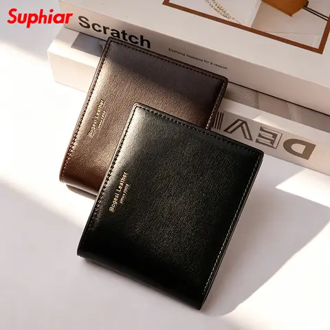 Men's Wallet Short Bifold Wallet with Multiple Card Slots Compact Pocket Wallet for Daily Use