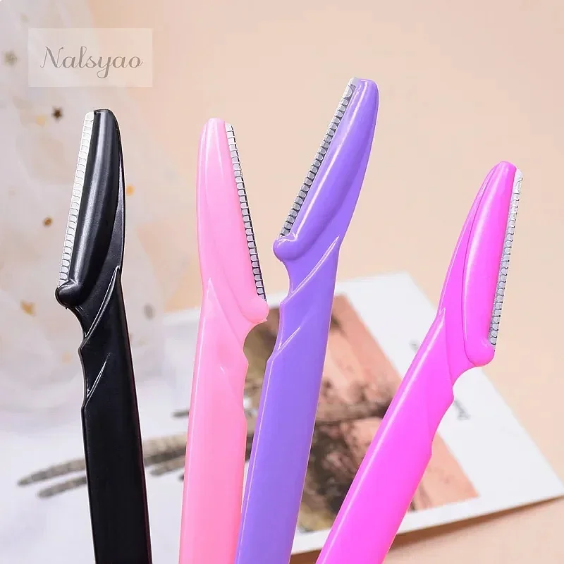 12 Pcs Mix Color Eyebrow Trimmer Women Face Body Safe Hair Shaver Eye Brow Remover With Cover Small Makeup Tools Set