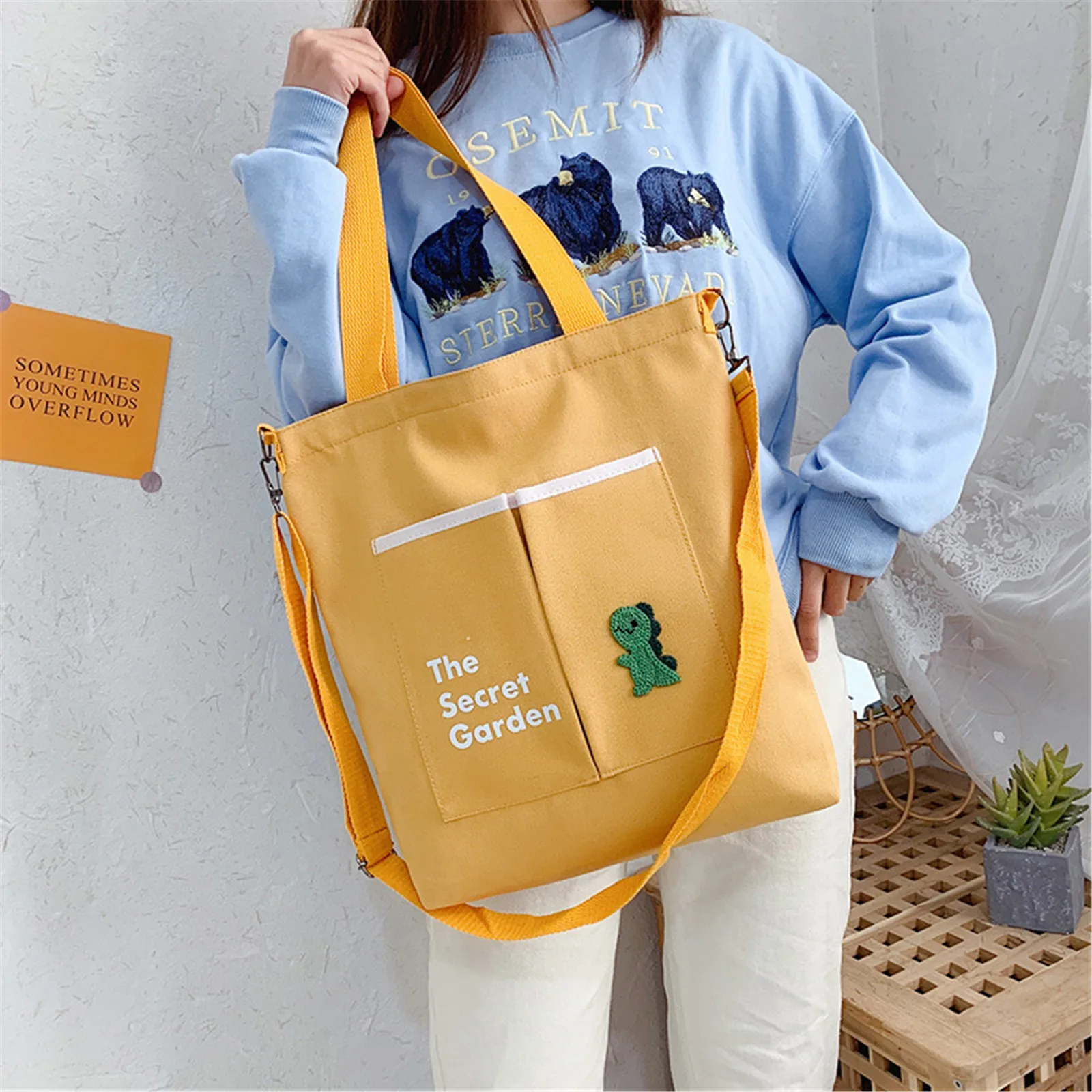 2024 New Canvas Bags For Women Handbag Shoulder Bags Large Capacity Solid Color Totes Shopper Bags Casual Female Cross Body Bags