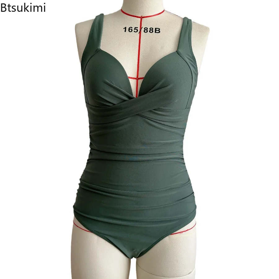 2025 traje de baño Sexy de una pieza, traje de baño Push Up, Monokini con volantes para mujer, traje de baño con hombros ajustables, traje de baño, ropa de baño