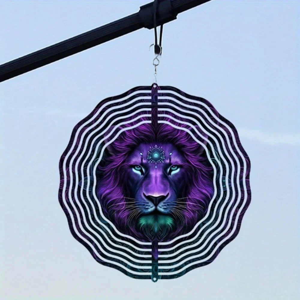 CIFBUY Wind Chimes 3D Mandala Metal Garden Spinner Hanging Ornament Vibrant Animal 360 Rotating Decor For Yard Patio