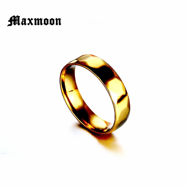Maxmoon 6mm Classic Wedding Ring for Men / Women Gold  Color Stainless Steel US size