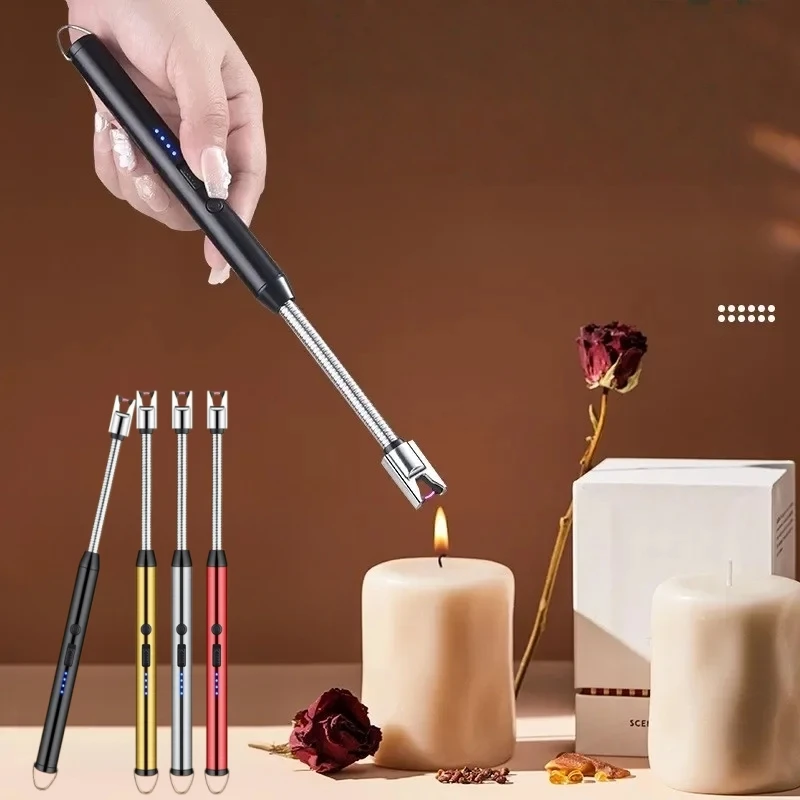 

Windproof Arc Pulse Ignition Gun Metal USB Electronic 720 Degree Hose Household Kitchen Portable Candle Lighter