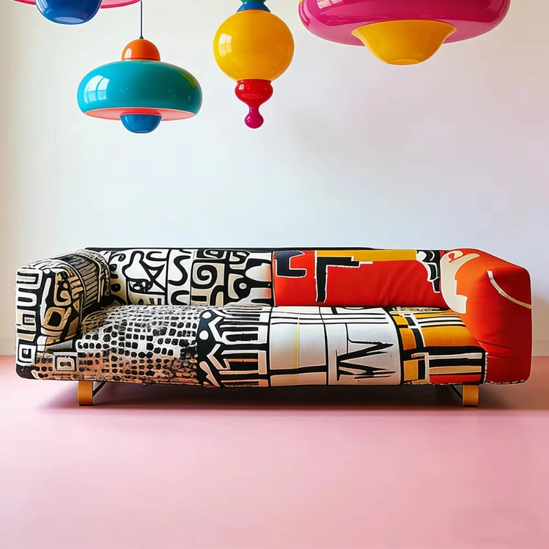 

Modern Contemporary Living Room Furniture Abstract Art Pattern Sofa Seat