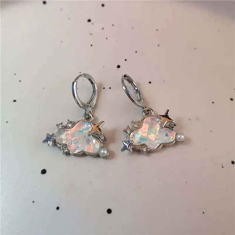 Gothic Moonlight Stone Star Butterfly Moon Pendant Earrings For Egirl Y2K EMO 2000s Cute Dream Fairy Vintage Jewelry Accessories