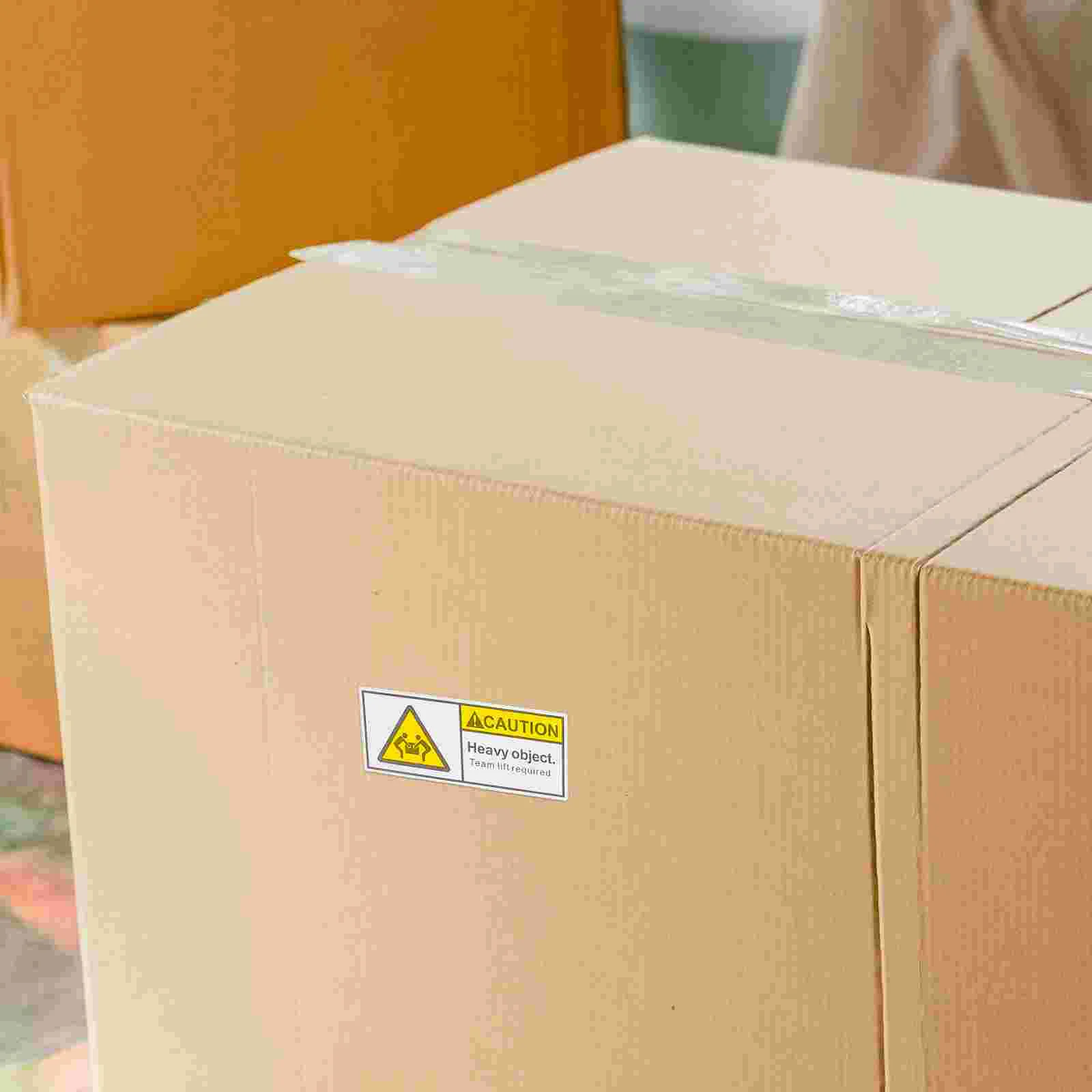 Caution Heavy Sticker Fluorescent Yellow Handling Shipping Pallet Label Stickers Team Lift Shipping Packing 500 Labels Roll