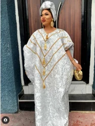 Africa Clothing African Wedding Party Dresses for Women 2025 Spring Summer African Half Sleeve V-neck Plus Size Long Dress Gowns