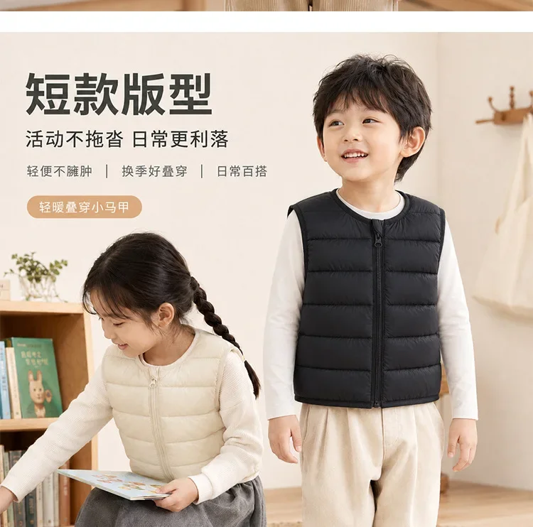 Leichte Baumwollweste für Babys, Herbst- und Wintermodell, warmes, ärmelloses Oberteil für Mädchen und Jungen, Freizeitweste für Kinder, ärmelloses, gefüttertes Innenfutter. – Detail 5