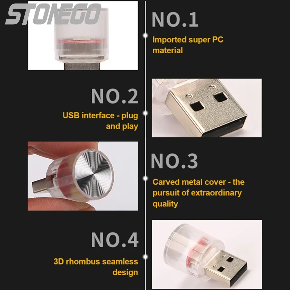 USB Plug-In 5V Atmosphere Light Mini LED Decorative Ambient Light for Auto, Car, Desktop, Wall, Interior, Home Decoration