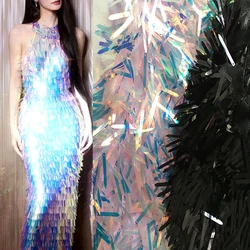 Black laser long sequin fusco fabric wedding dress performance clothing creative designer fabric Latin dance fabric