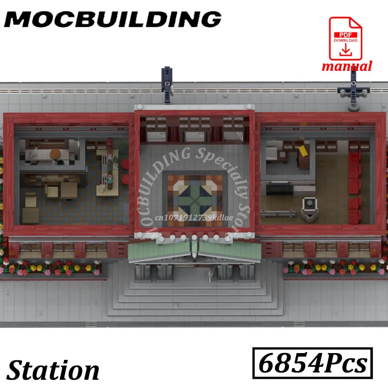 Train Station Railway Accessories Model City Buildings Display MOC Building Blocks Bricks Construction Toys Gifts Christmas