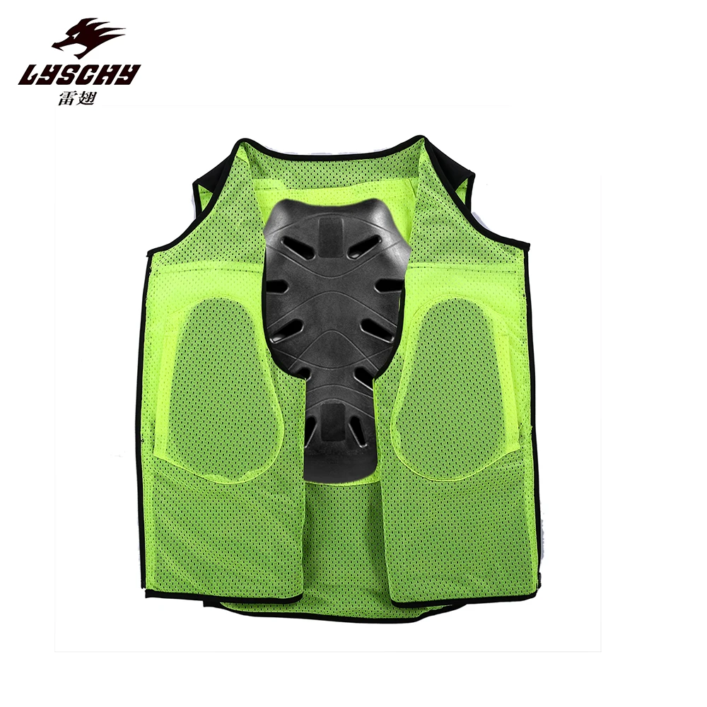 LYSCHY Motorcycle Reflective Safety Working Vest Men Motocross Racing Touring Night Riding Reflective Jacket Vest Women +CE Pads