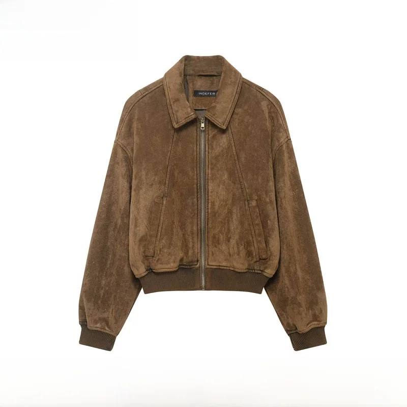Fashionable Warm Fleece Surface Jacket New Autumn Winter Women's Street Style Long Sleeve Short Coat Zipper Closure Polyester...