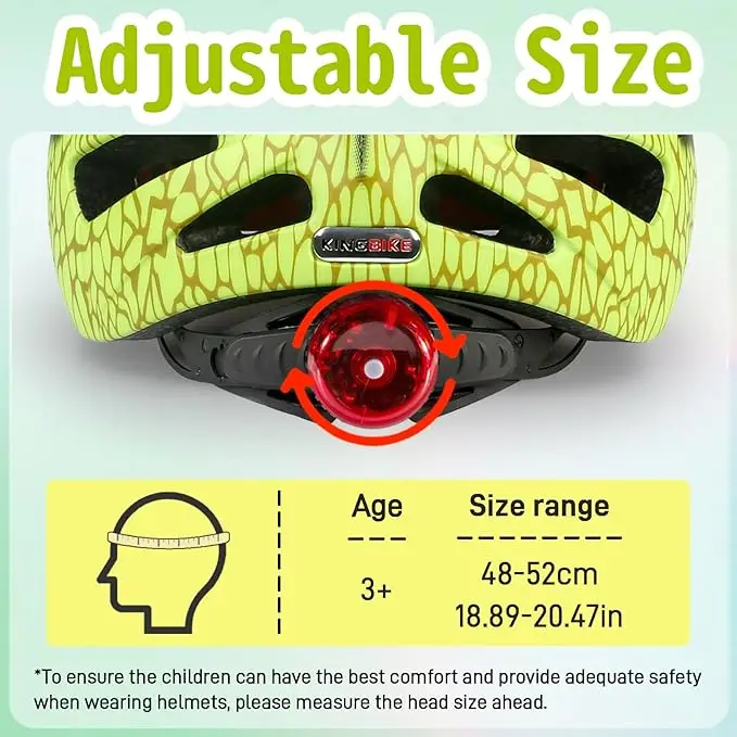 어린이 자전거 헬멧 스케이트 보드 스쿠터 사이클링을위한 Led 라이트가있는 3D 공룡 야외 레크리에이션 경량 안전 헬멧