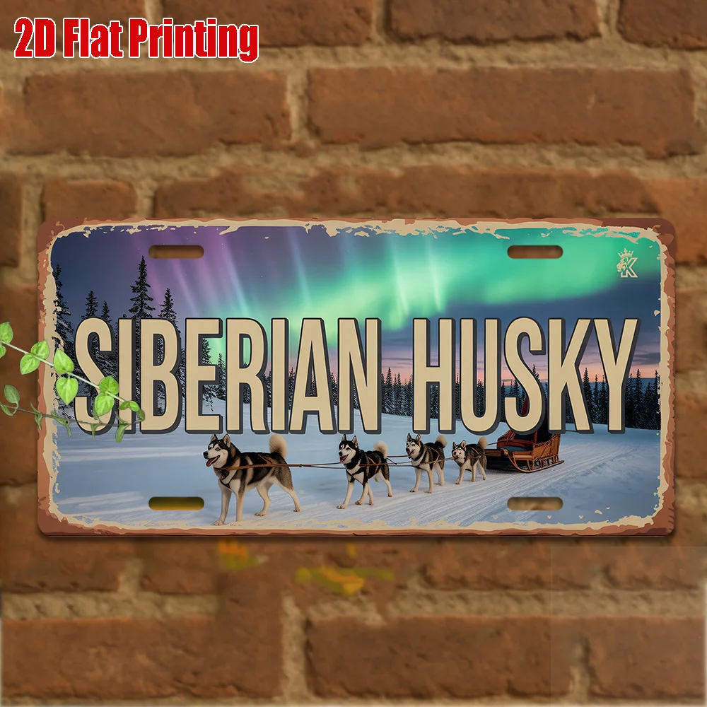 2D Flat,1pc Vintage Metal Sign,Onlyfor decoration,SIBERIAN HUSKY Aluminum Sign,Retro Decor,Animal Decor,Dog Decor,Wildlife De