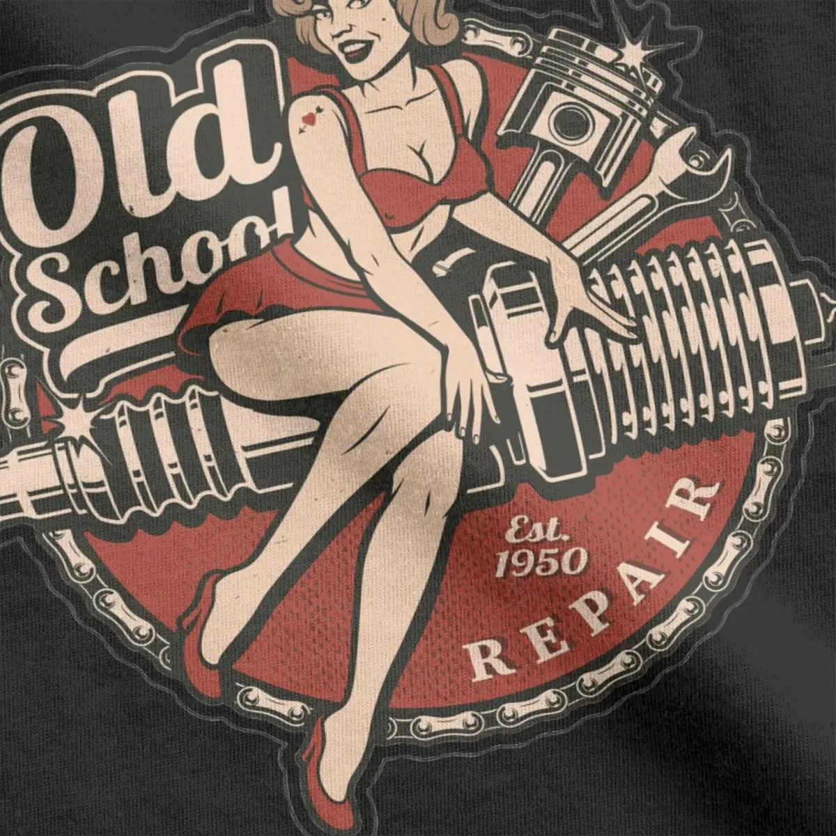 Pinup Old School T Shirt Men Cotton Awesome T-Shirts Route 66 Mother Road American Retro Tees Short Sleeve Clothes Big Size